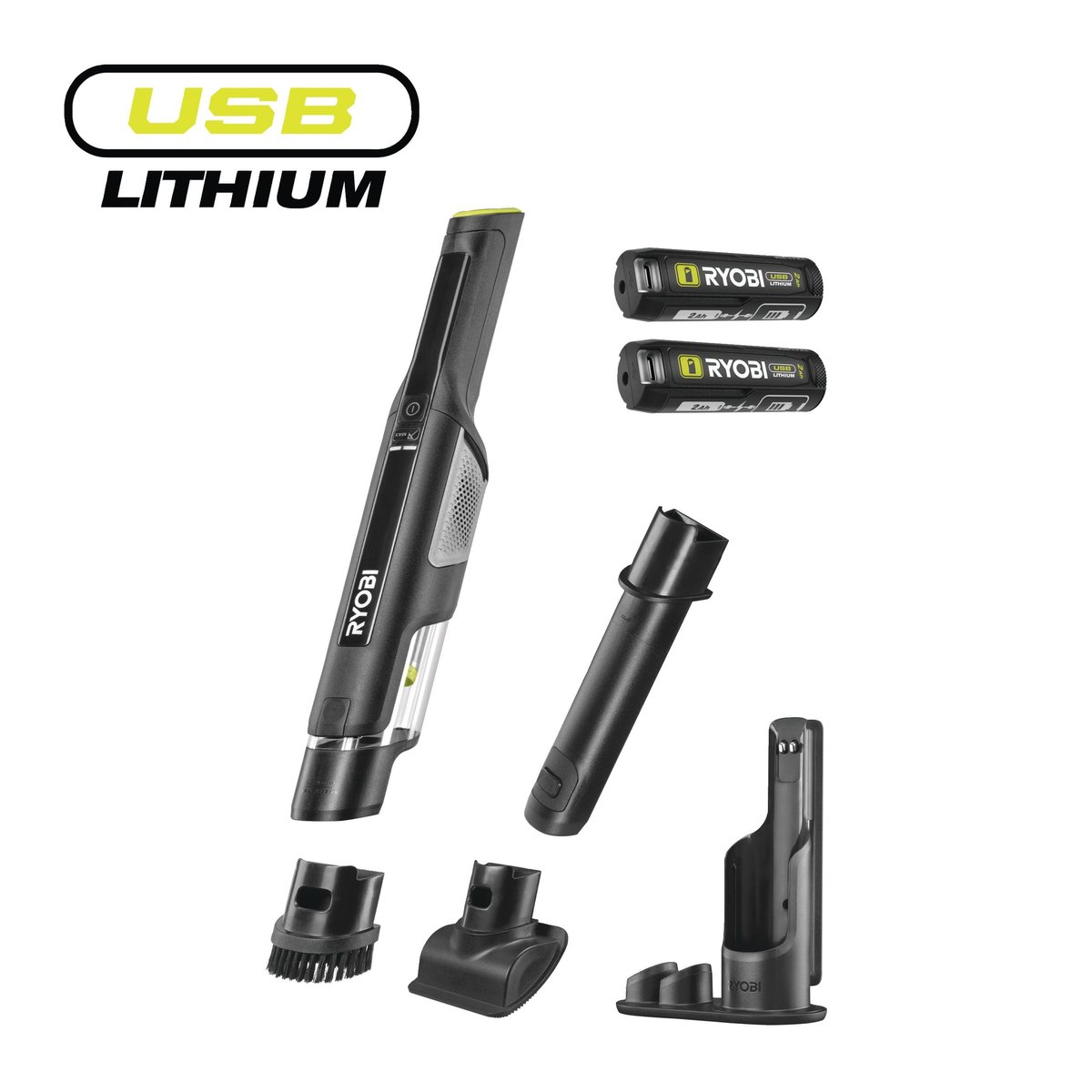 USB Lithium™ ruční vysavač s nabíjecí stanicí (2× 2,0 Ah)